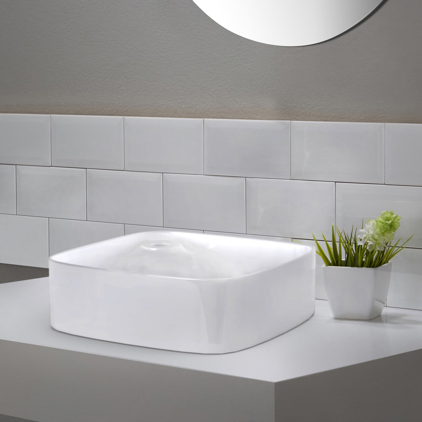 American Imaginations AI-26549 17" White Rectangular Above Counter Bathroom Vessel Sink Set