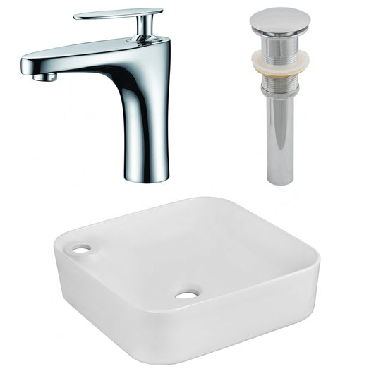 American Imaginations AI-26549 17" White Rectangular Above Counter Bathroom Vessel Sink Set