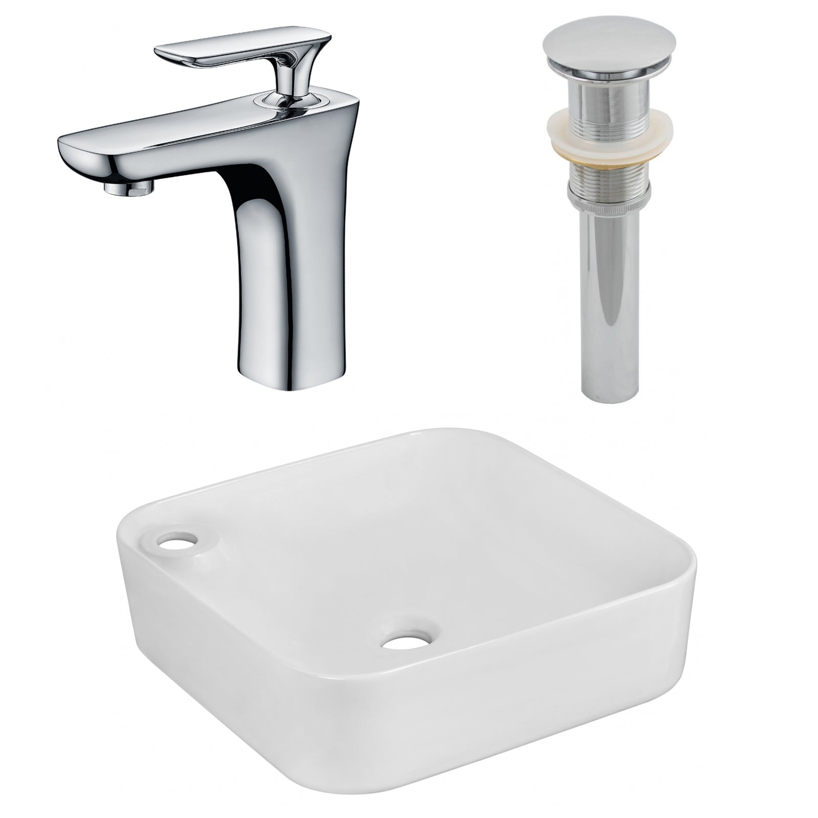 American Imaginations AI-26550 17" White Rectangular Above Counter Bathroom Vessel Sink Set
