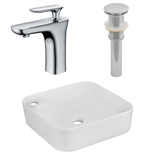 American Imaginations AI-26550 17" White Rectangular Above Counter Bathroom Vessel Sink Set