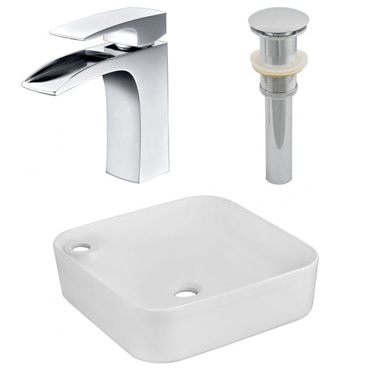 American Imaginations AI-26551 17" White Rectangular Above Counter Bathroom Vessel Sink Set