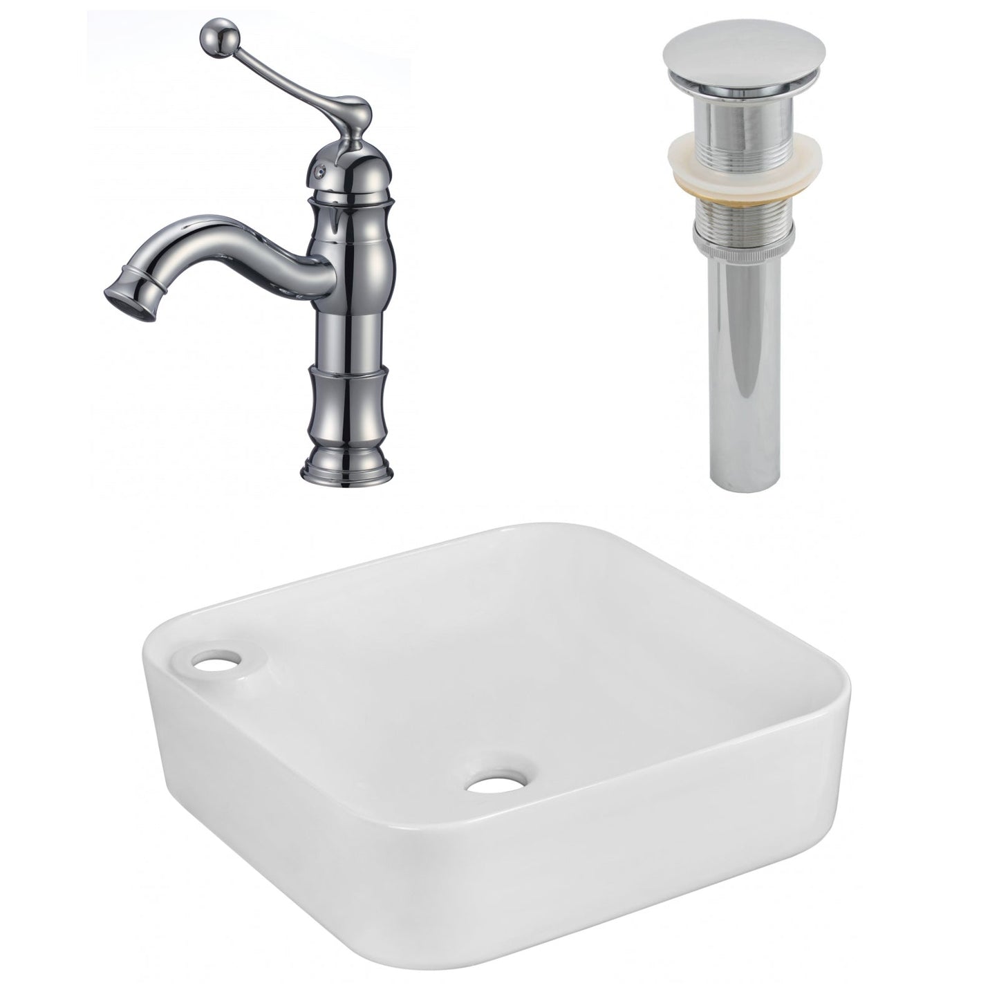 American Imaginations AI-26552 17" White Rectangular Above Counter Bathroom Vessel Sink Set
