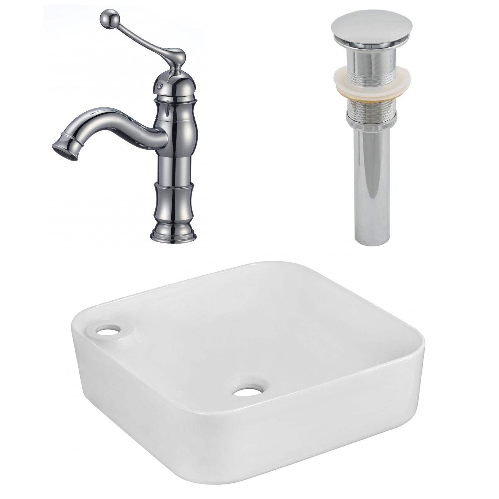 American Imaginations AI-26552 17" White Rectangular Above Counter Bathroom Vessel Sink Set