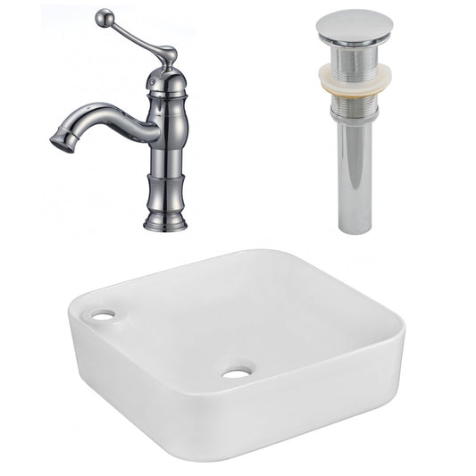 American Imaginations AI-26552 17" White Rectangular Above Counter Bathroom Vessel Sink Set