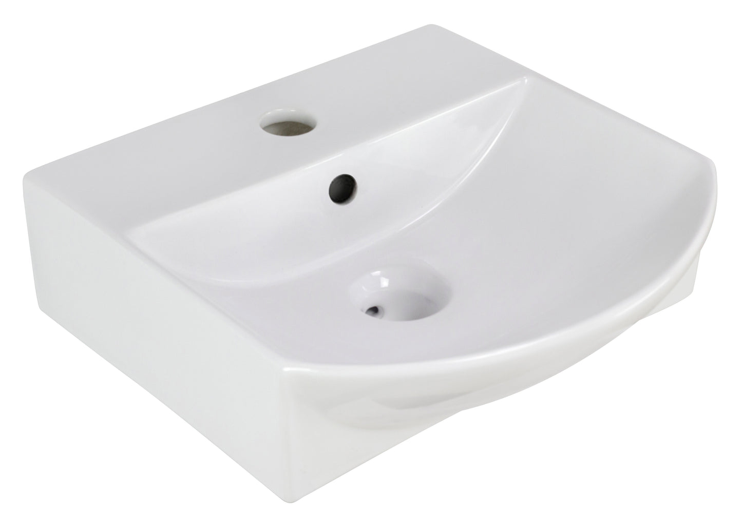 American Imaginations AI-26556 14" White Rectangular Wall Mount Modern Bathroom Vessel Sink Set