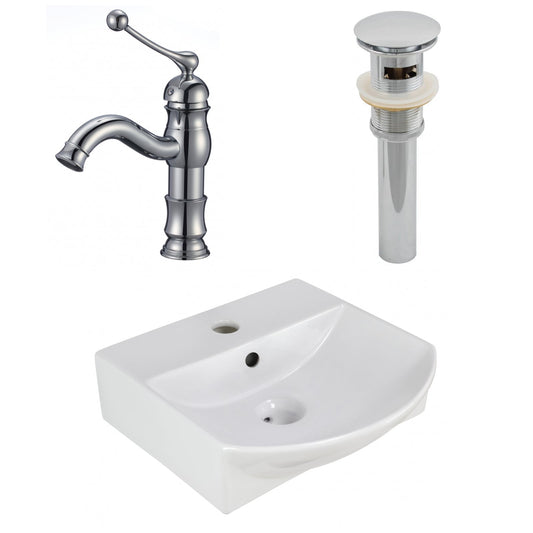 American Imaginations AI-26558 14" White Rectangular Wall Mount Modern Bathroom Vessel Sink Set