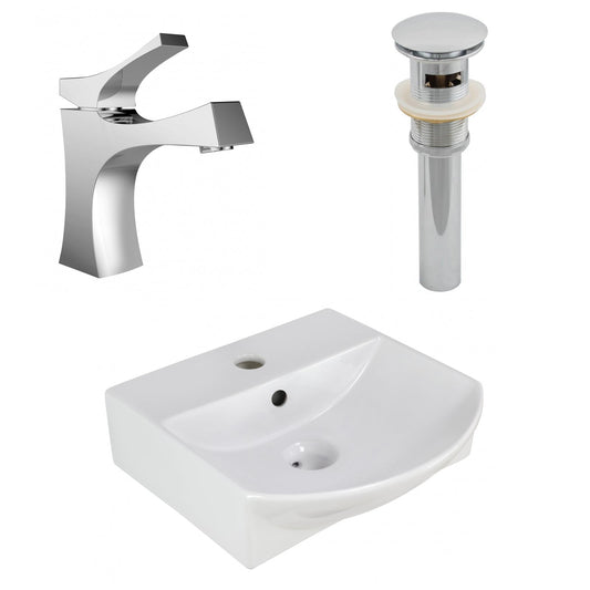 American Imaginations AI-26559 14" White Rectangular Above Counter Modern Bathroom Vessel Sink Set