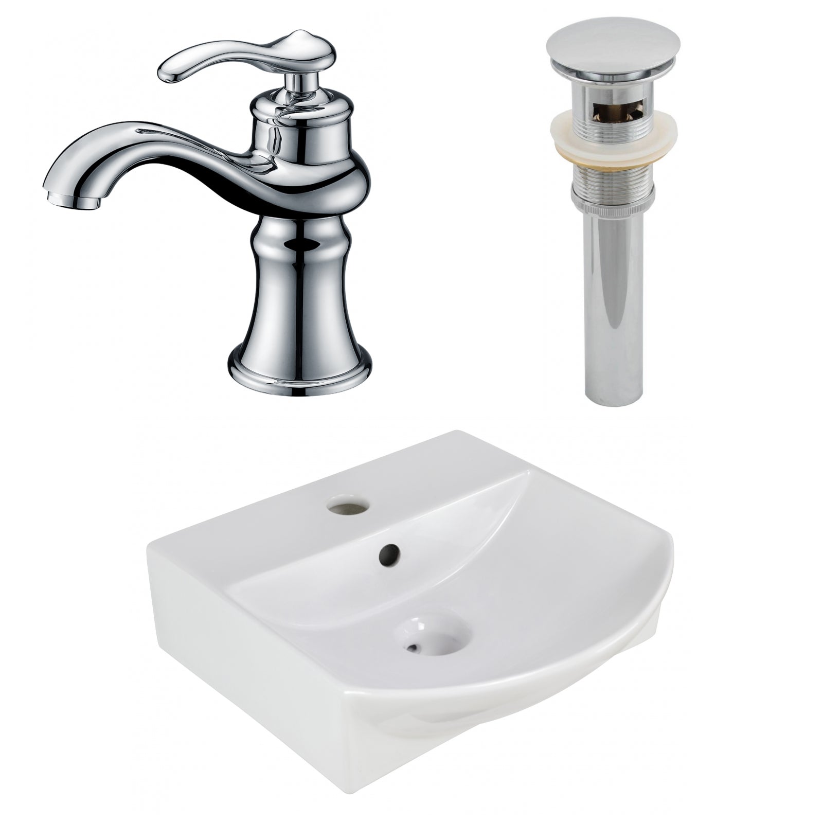 American Imaginations AI-26560 14" White Rectangular Above Counter Modern Bathroom Vessel Sink Set