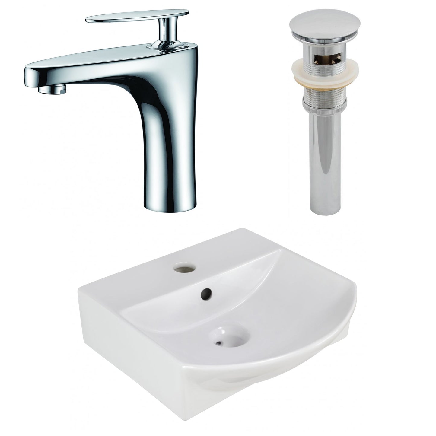American Imaginations AI-26561 14" White Rectangular Above Counter Modern Bathroom Vessel Sink Set