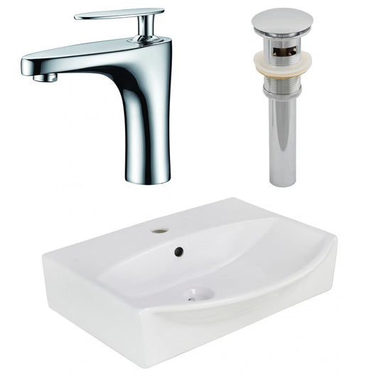 American Imaginations AI-26567 20" White Rectangular Wall Mount Modern Bathroom Vessel Sink Set
