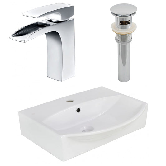 American Imaginations AI-26569 20" White Rectangular Wall Mount Modern Bathroom Vessel Sink Set