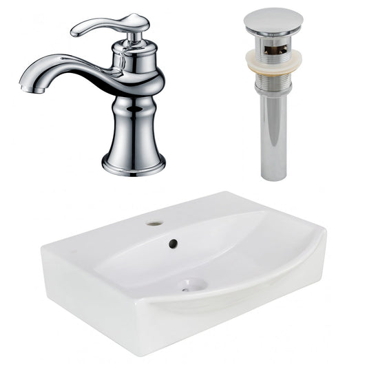 American Imaginations AI-26572 20" White Rectangular Above Counter Modern Bathroom Vessel Sink Set