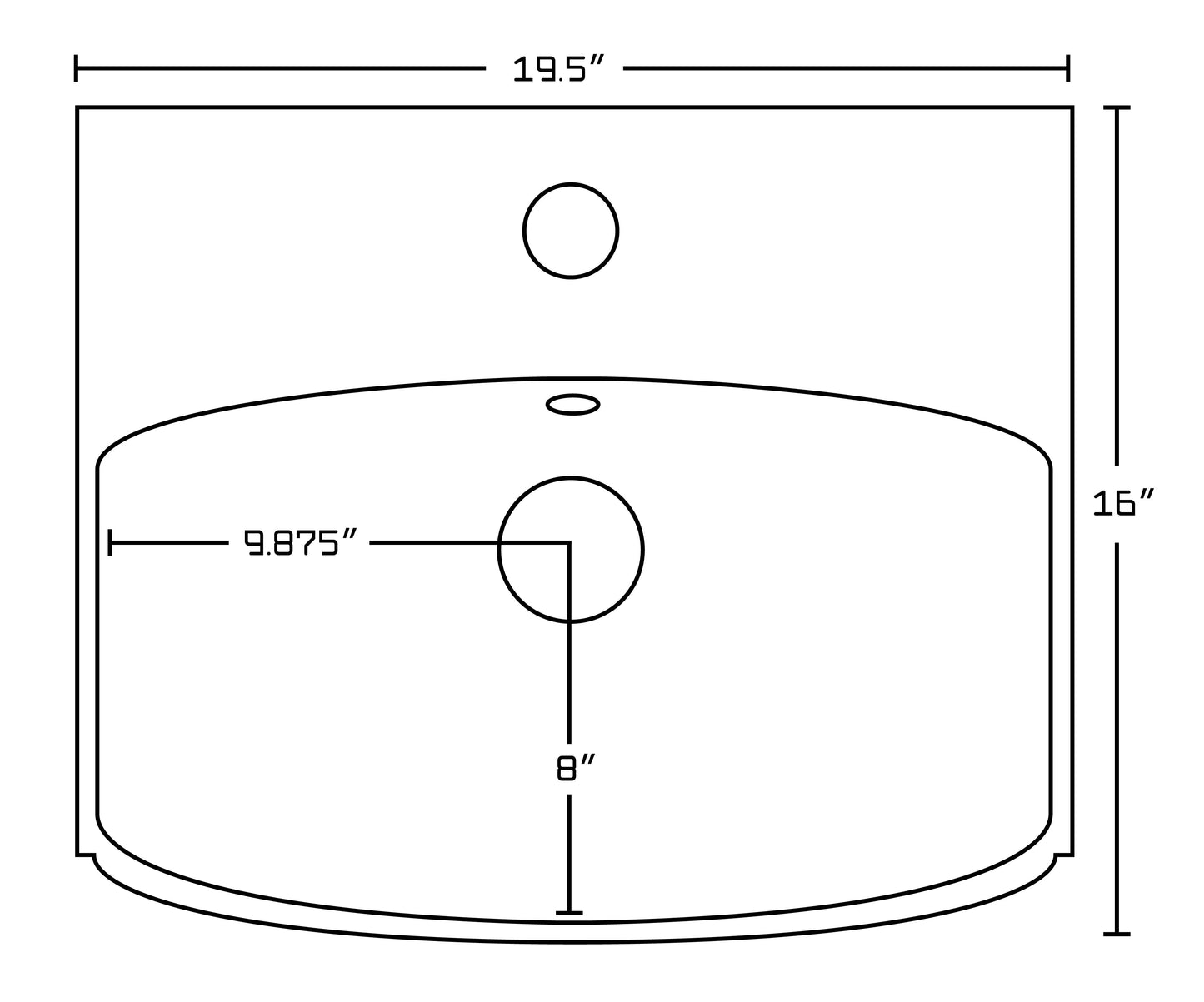 American Imaginations AI-26573 20" White Rectangular Above Counter Modern Bathroom Vessel Sink Set