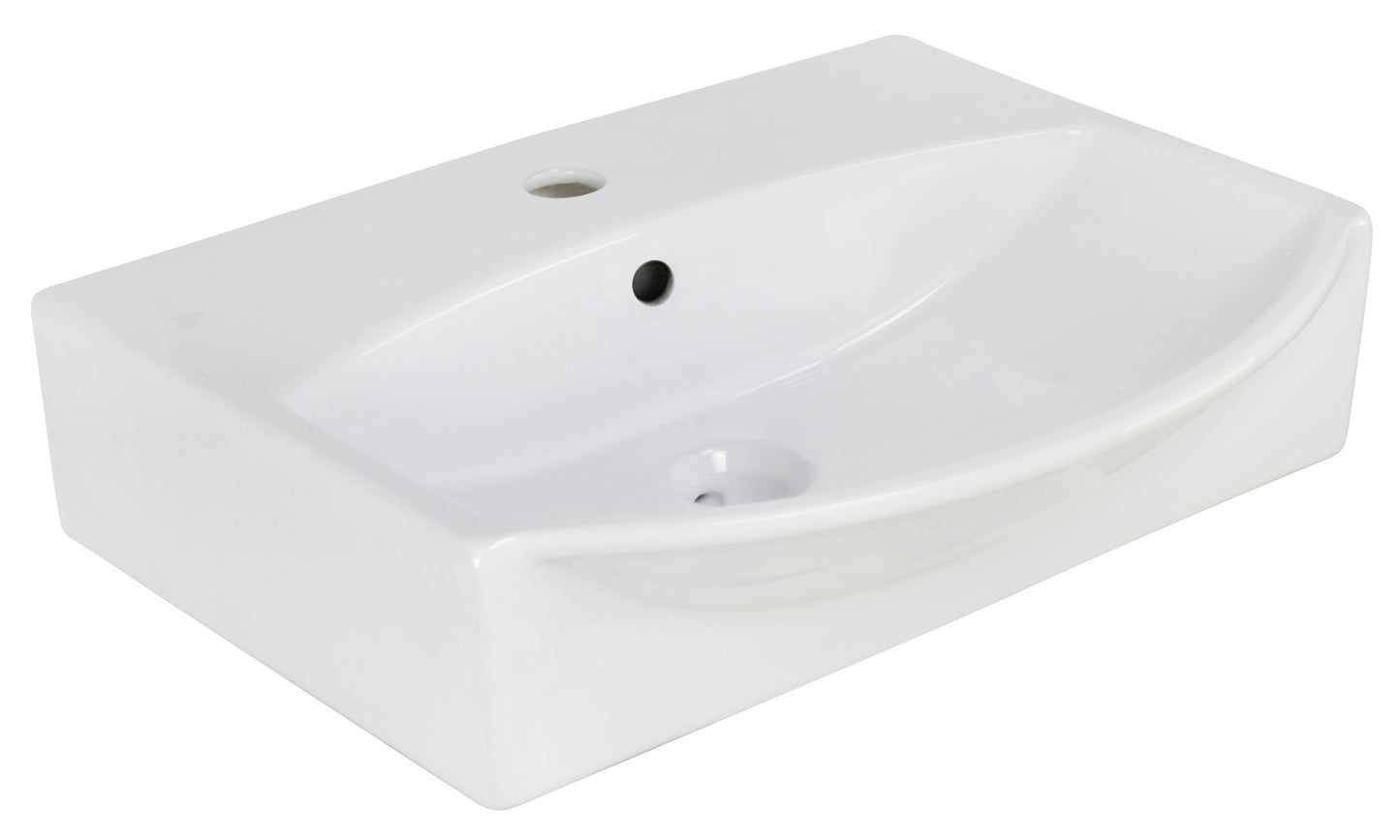 American Imaginations AI-26573 20" White Rectangular Above Counter Modern Bathroom Vessel Sink Set