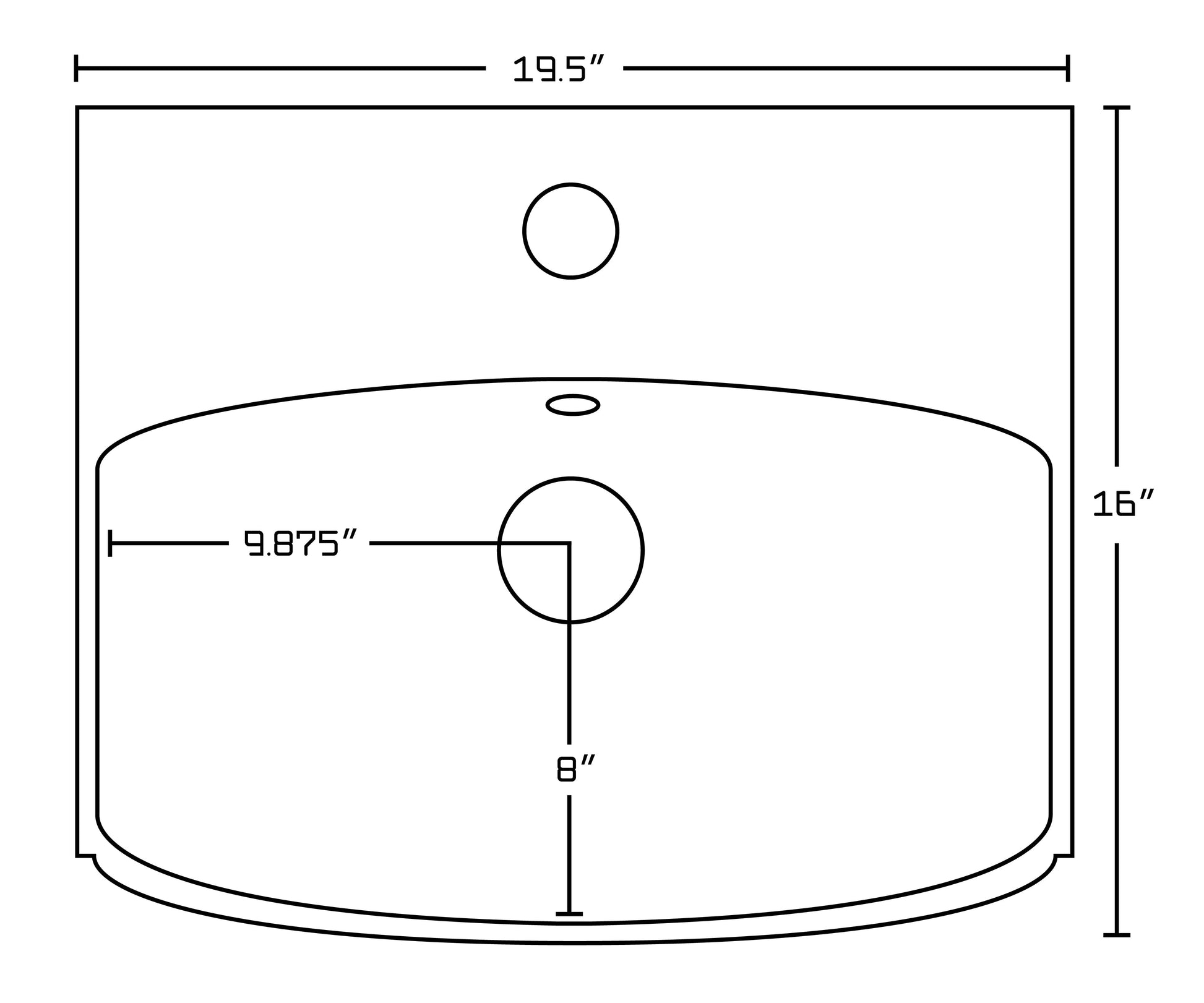 American Imaginations AI-26575 20" White Rectangular Above Counter Modern Bathroom Vessel Sink Set
