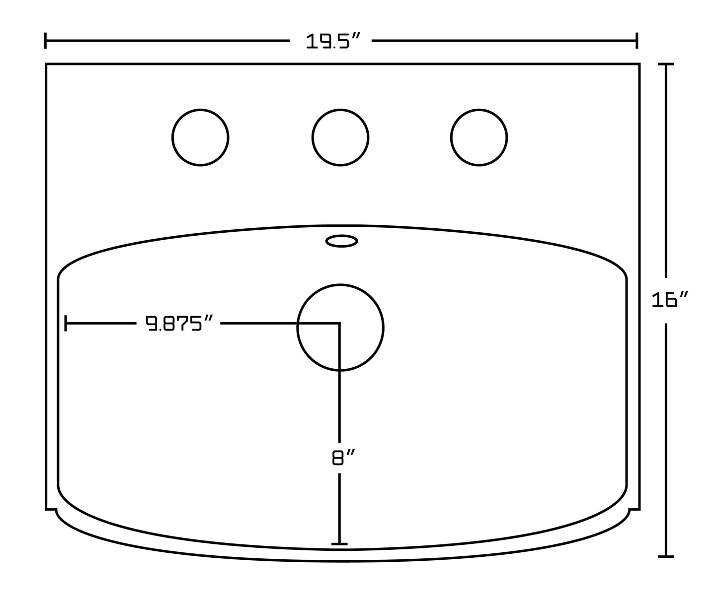 American Imaginations AI-26578 20" White Rectangular Wall Mount Modern Bathroom Vessel Sink Set
