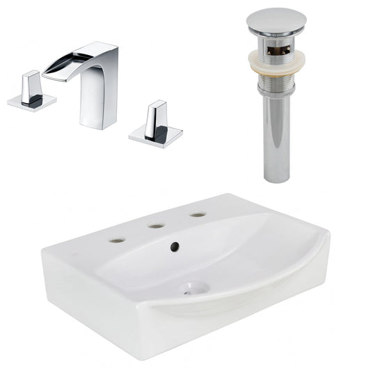American Imaginations AI-26580 20" White Rectangular Wall Mount Modern Bathroom Vessel Sink Set