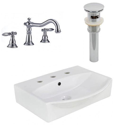 American Imaginations AI-26581 20" White Rectangular Wall Mount Modern Bathroom Vessel Sink Set