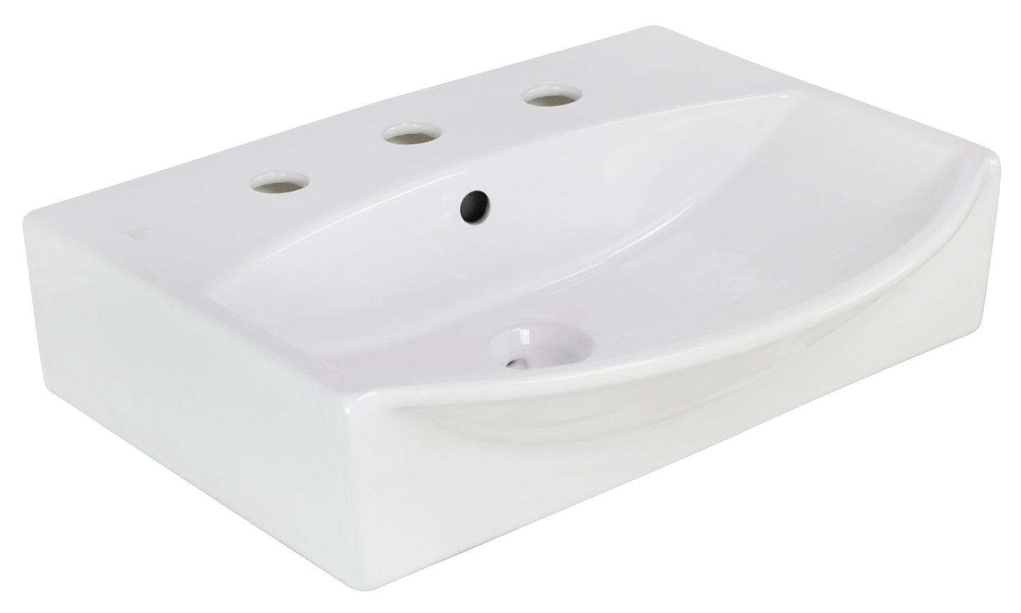 American Imaginations AI-26583 20" White Rectangular Above Counter Modern Bathroom Vessel Sink Set