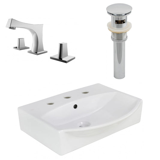American Imaginations AI-26583 20" White Rectangular Above Counter Modern Bathroom Vessel Sink Set