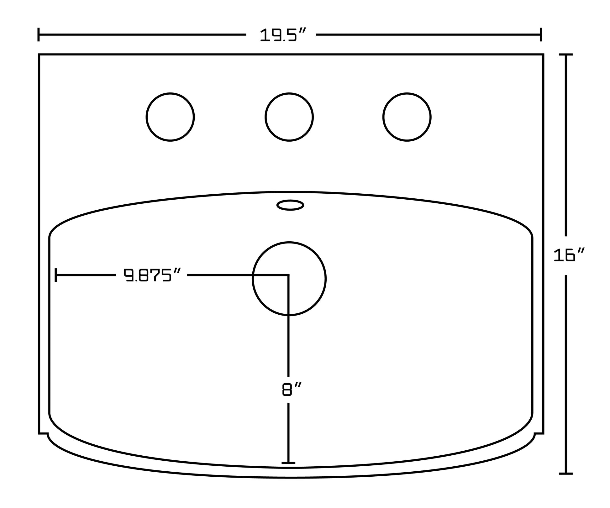 American Imaginations AI-26587 20" White Rectangular Above Counter Modern Bathroom Vessel Sink Set