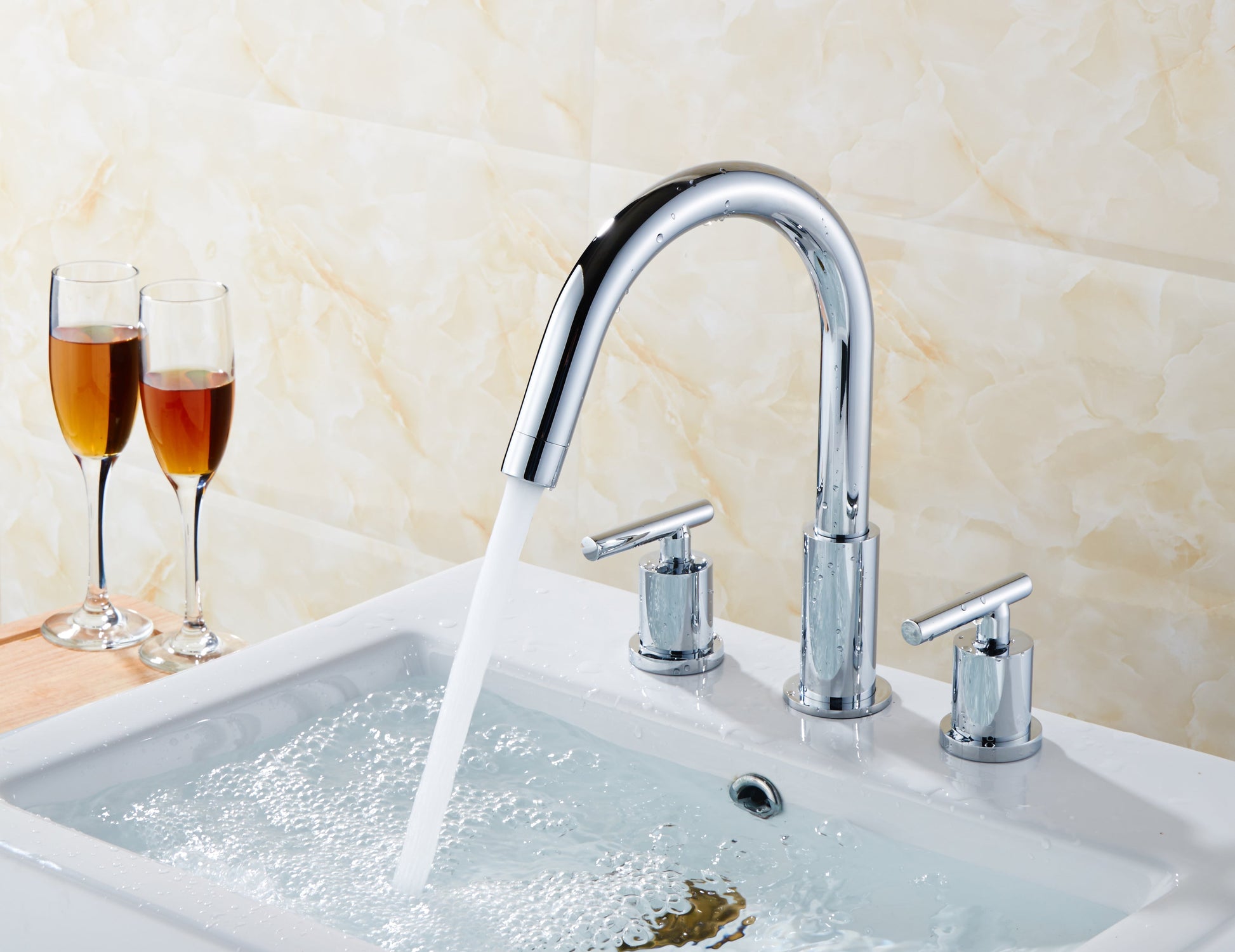 American Imaginations AI-26588 20" White Rectangular Above Counter Modern Bathroom Vessel Sink Set