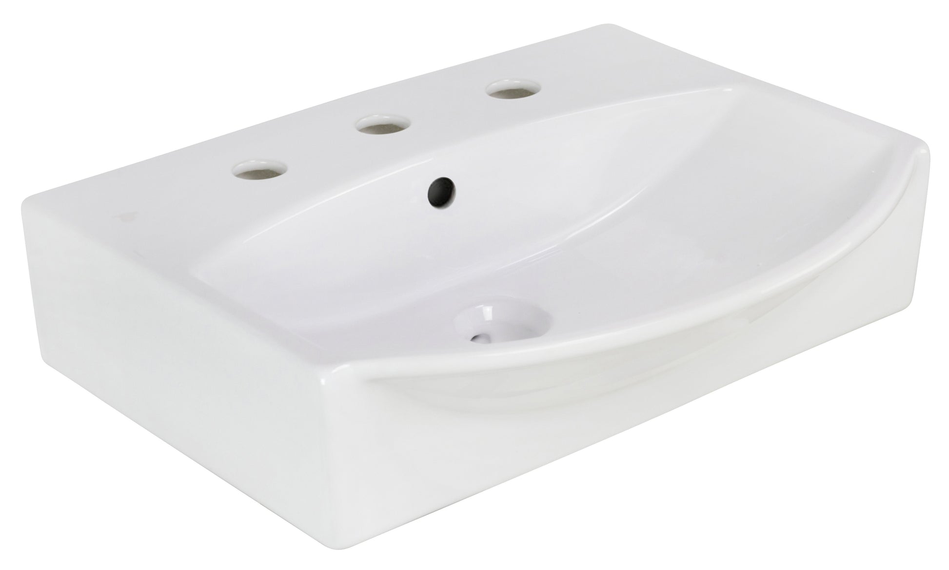 American Imaginations AI-26588 20" White Rectangular Above Counter Modern Bathroom Vessel Sink Set