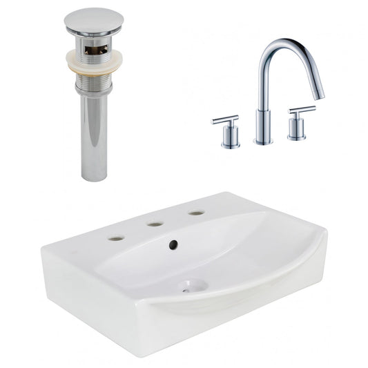American Imaginations AI-26588 20" White Rectangular Above Counter Modern Bathroom Vessel Sink Set