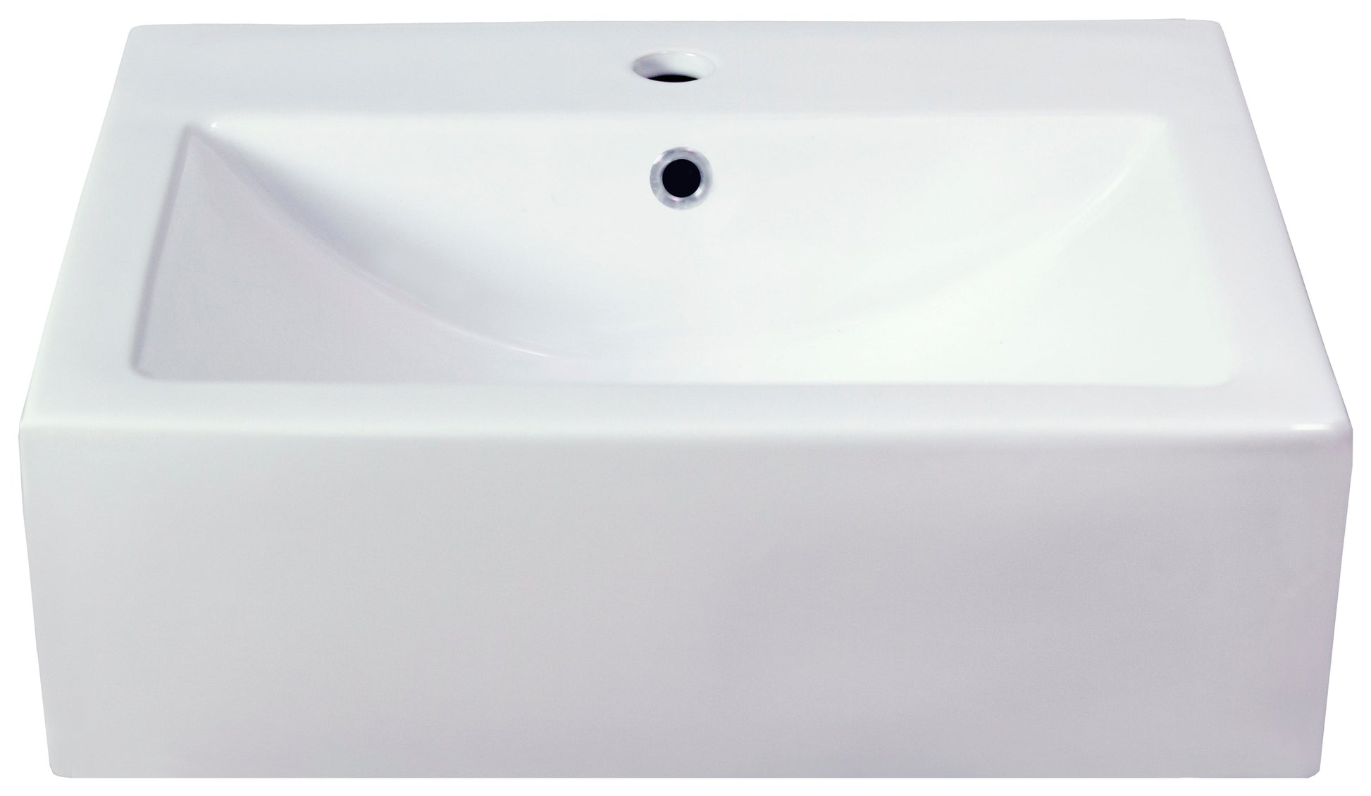 American Imaginations AI-26590 21" White Rectangular Semi-Recessed Modern Bathroom Vessel Sink Set