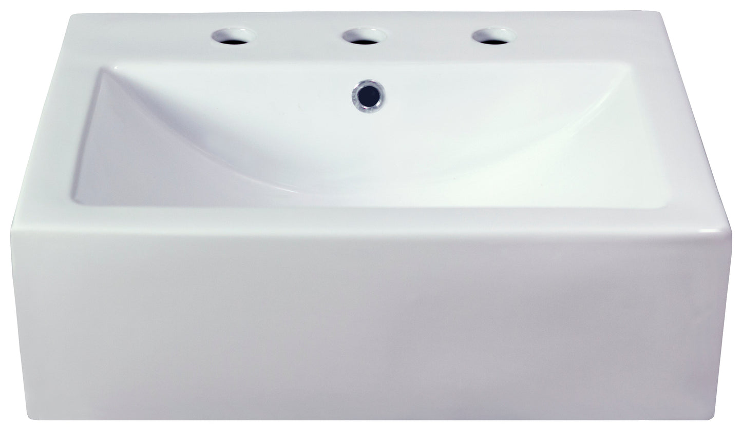 American Imaginations AI-26597 21" White Rectangular Semi-Recessed Modern Bathroom Vessel Sink Set
