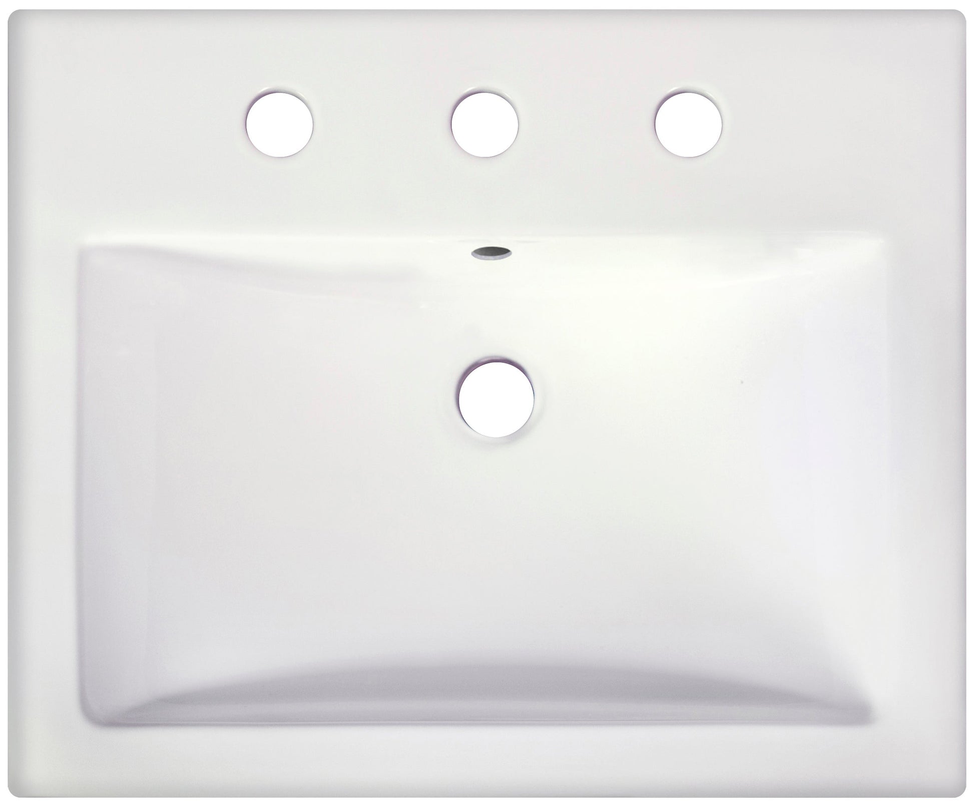 American Imaginations AI-26600 21" White Rectangular Semi-Recessed Modern Bathroom Vessel Sink Set