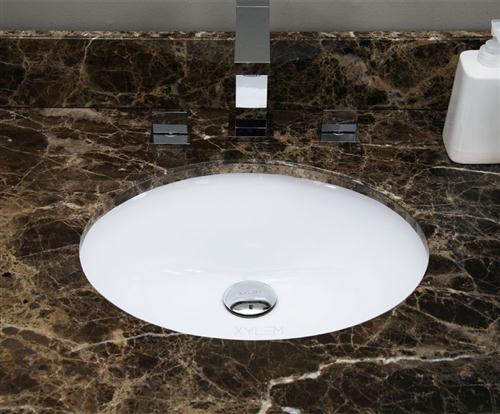 American Imaginations AI-26603 20" White Oval Undermount Transitional Bathroom Undermount Sink Set