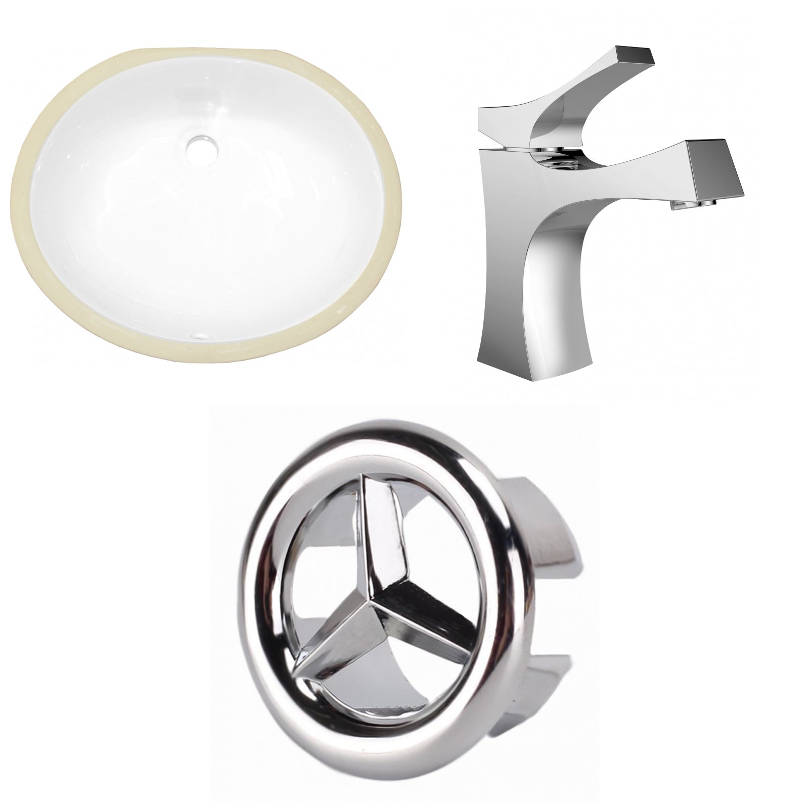 American Imaginations AI-26603 20" White Oval Undermount Transitional Bathroom Undermount Sink Set