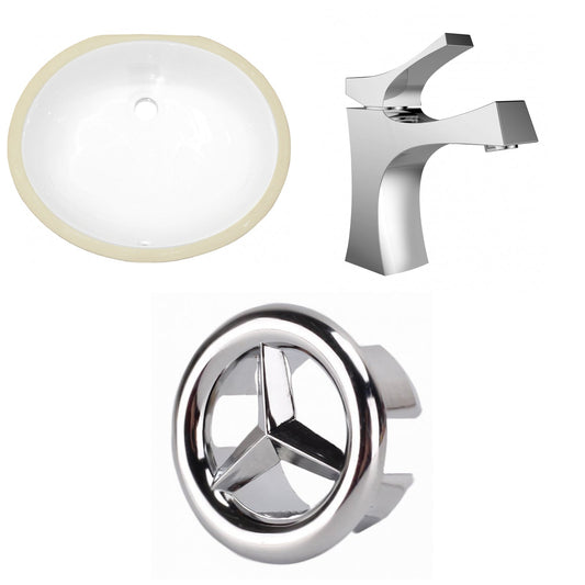 American Imaginations AI-26603 20" White Oval Undermount Transitional Bathroom Undermount Sink Set