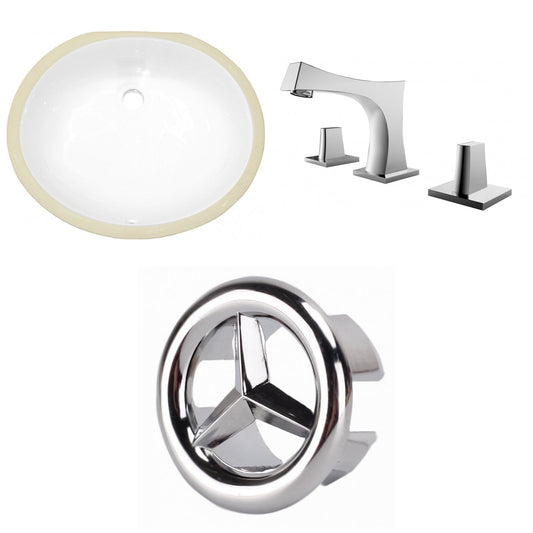 American Imaginations AI-26604 20" White Oval Undermount Transitional Bathroom Undermount Sink Set