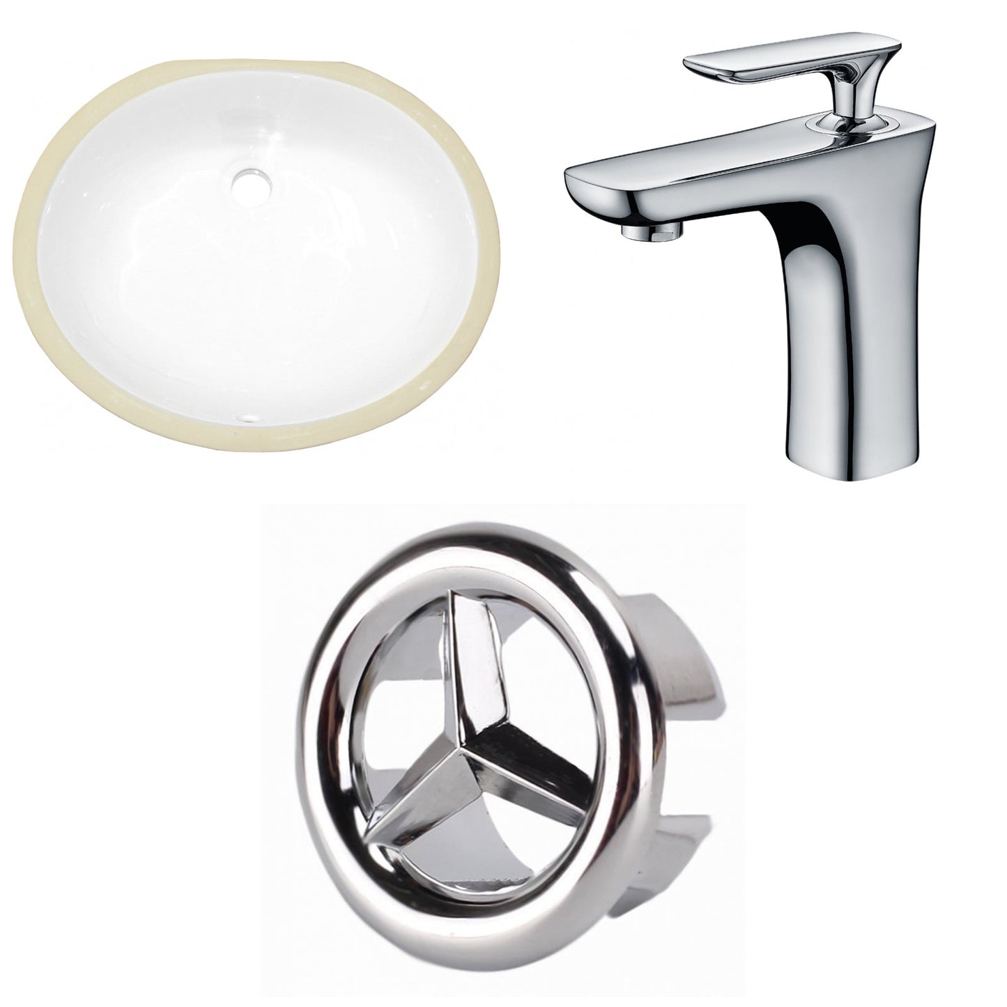American Imaginations AI-26610 20" White Oval Undermount Transitional Bathroom Undermount Sink Set