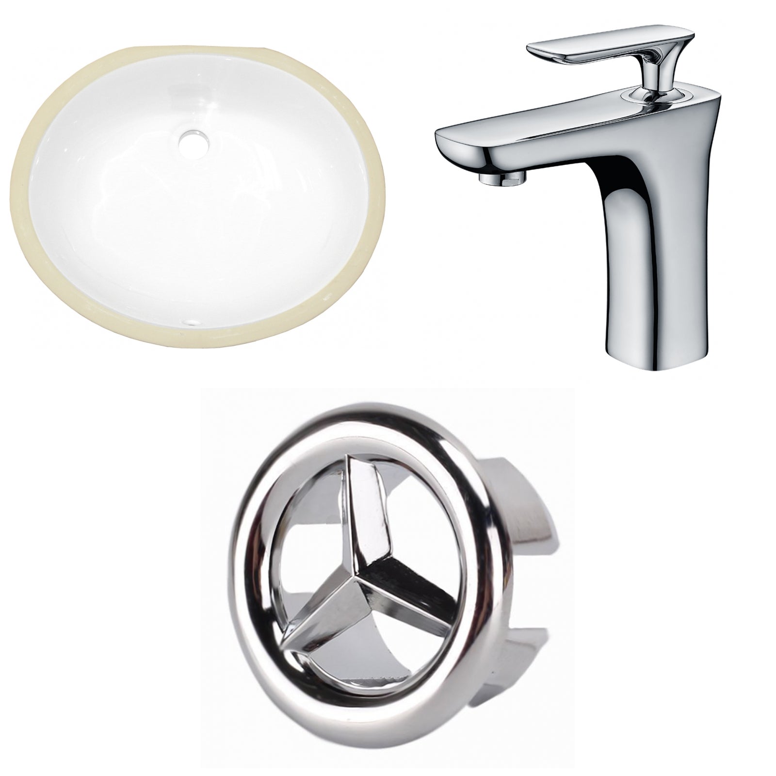 American Imaginations AI-26610 20" White Oval Undermount Transitional Bathroom Undermount Sink Set