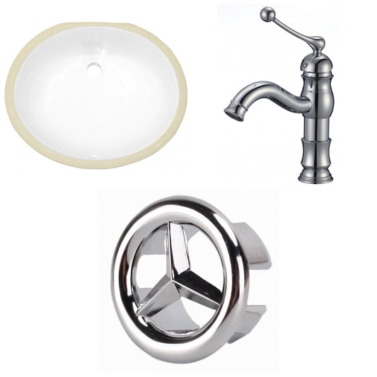 American Imaginations AI-26613 20" White Oval Undermount Transitional Bathroom Undermount Sink Set