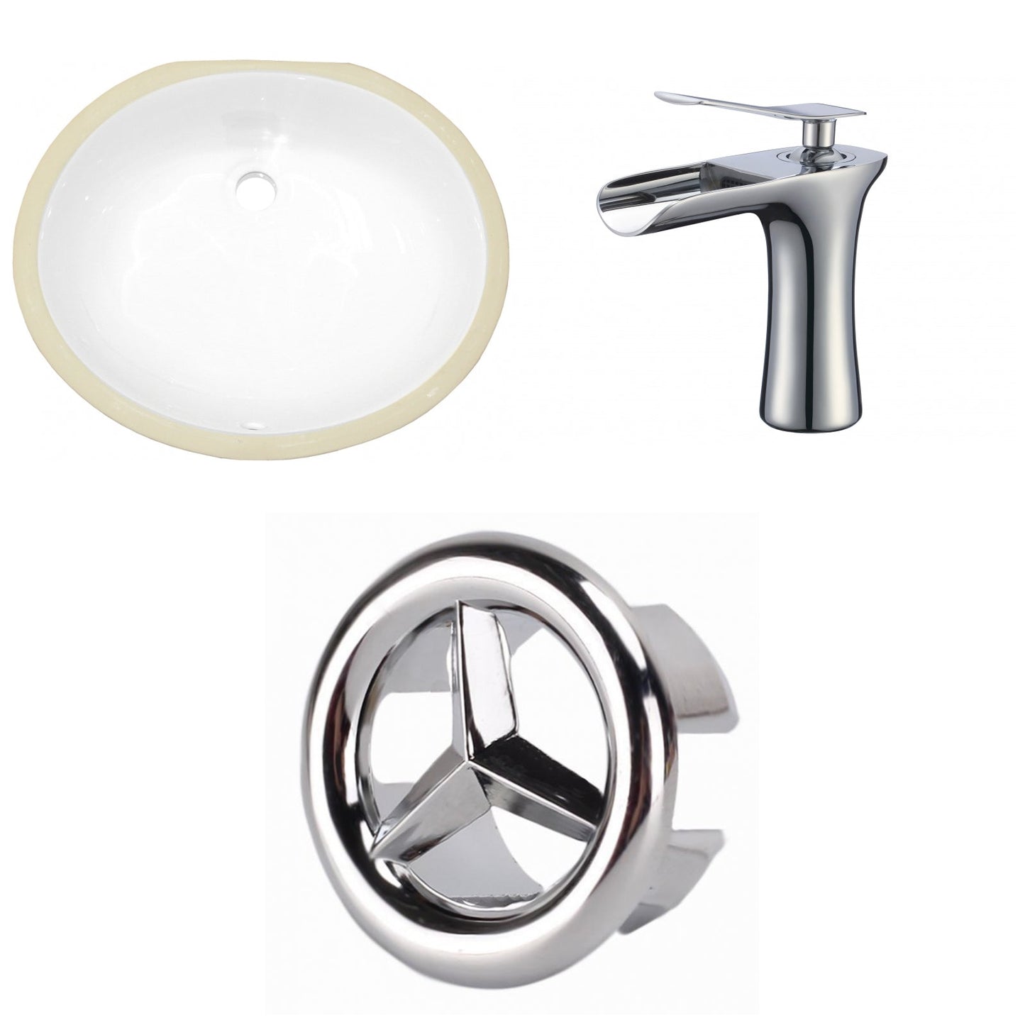 American Imaginations AI-26617 20" White Oval Undermount Transitional Bathroom Undermount Sink Set