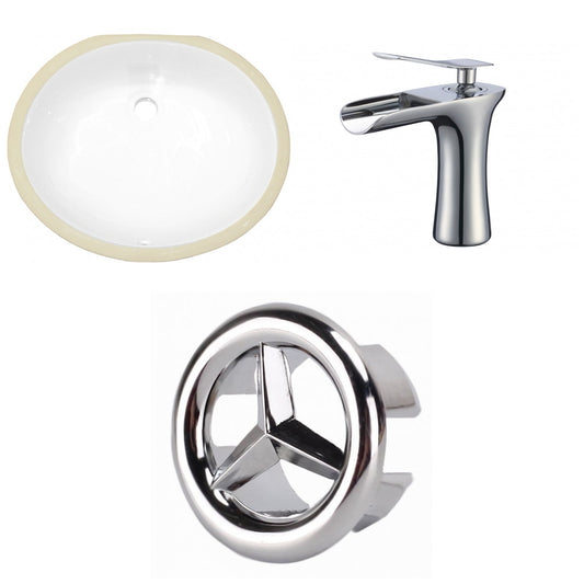 American Imaginations AI-26617 20" White Oval Undermount Transitional Bathroom Undermount Sink Set