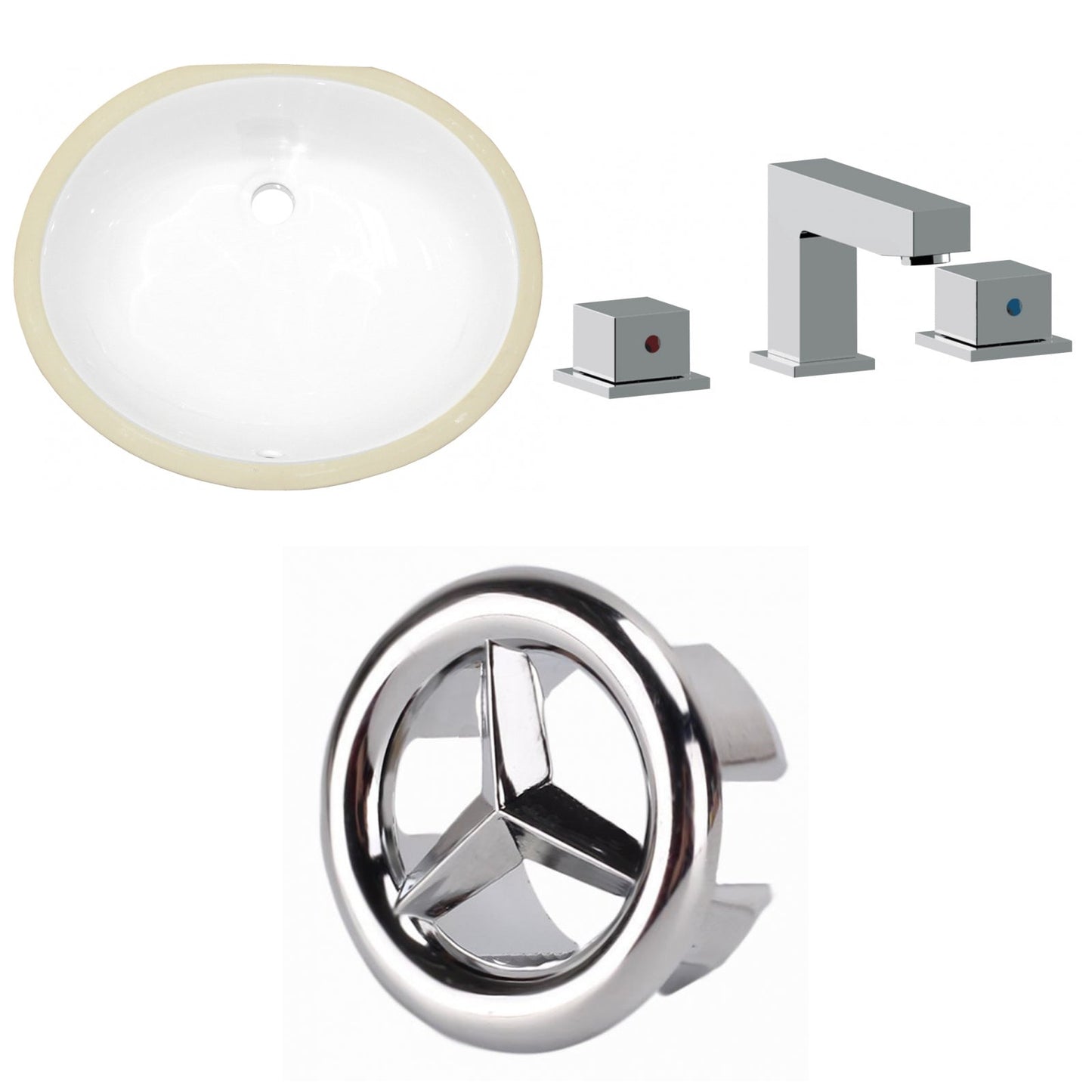 American Imaginations AI-26621 20" White Oval Undermount Transitional Bathroom Undermount Sink Set