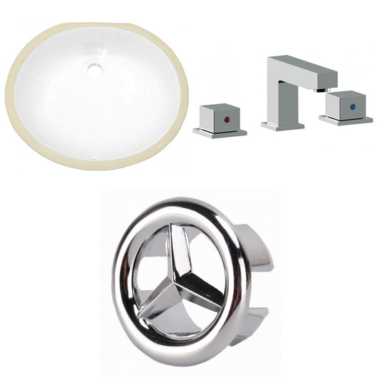 American Imaginations AI-26621 20" White Oval Undermount Transitional Bathroom Undermount Sink Set