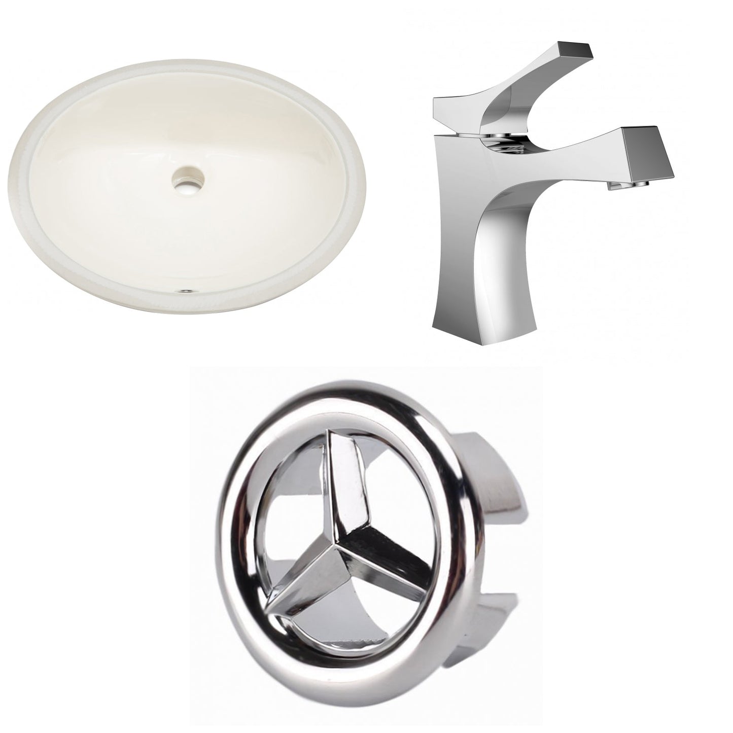 American Imaginations AI-26623 20" Biscuit Oval Undermount Transitional Bathroom Undermount Sink Set