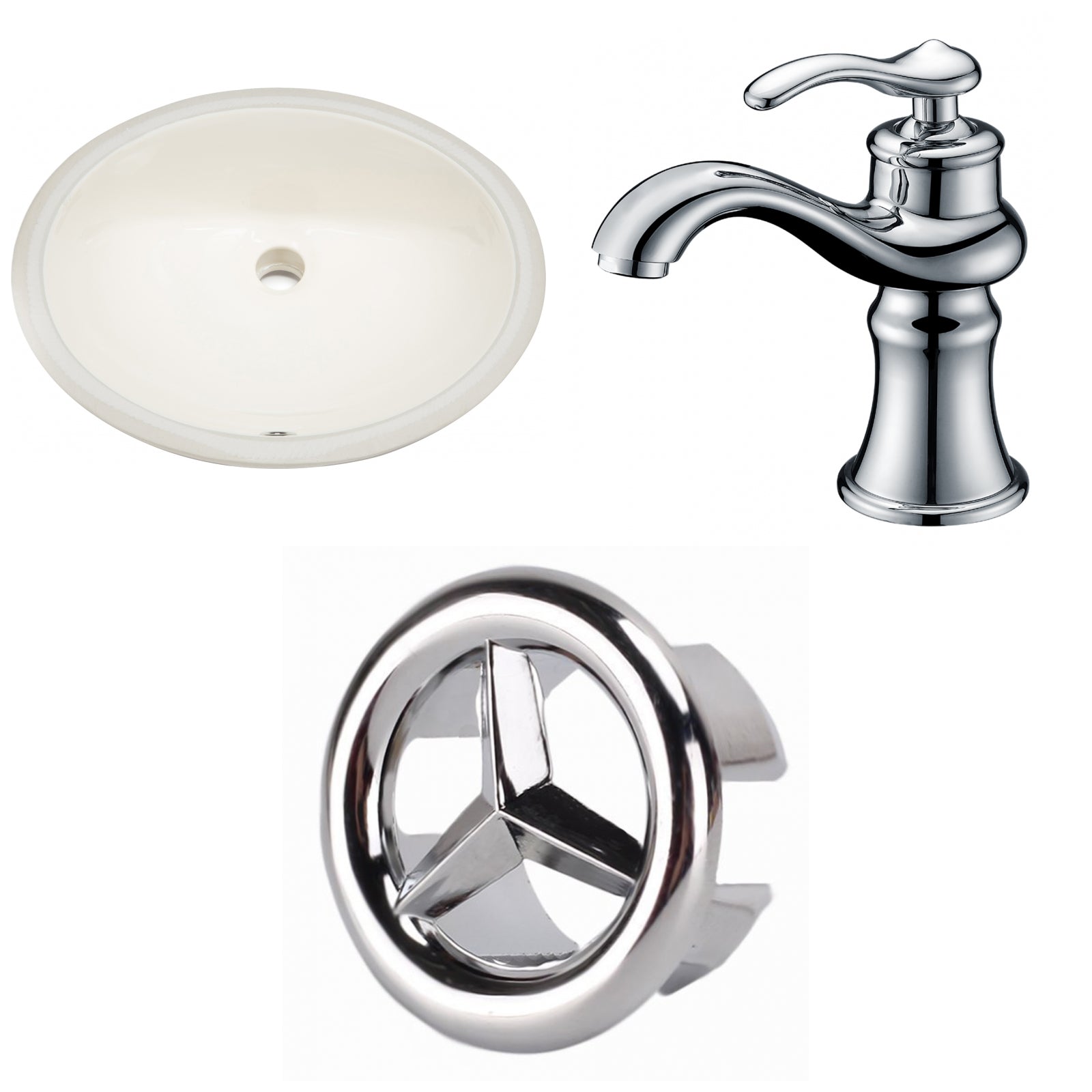American Imaginations AI-26625 20" Biscuit Oval Undermount Transitional Bathroom Undermount Sink Set