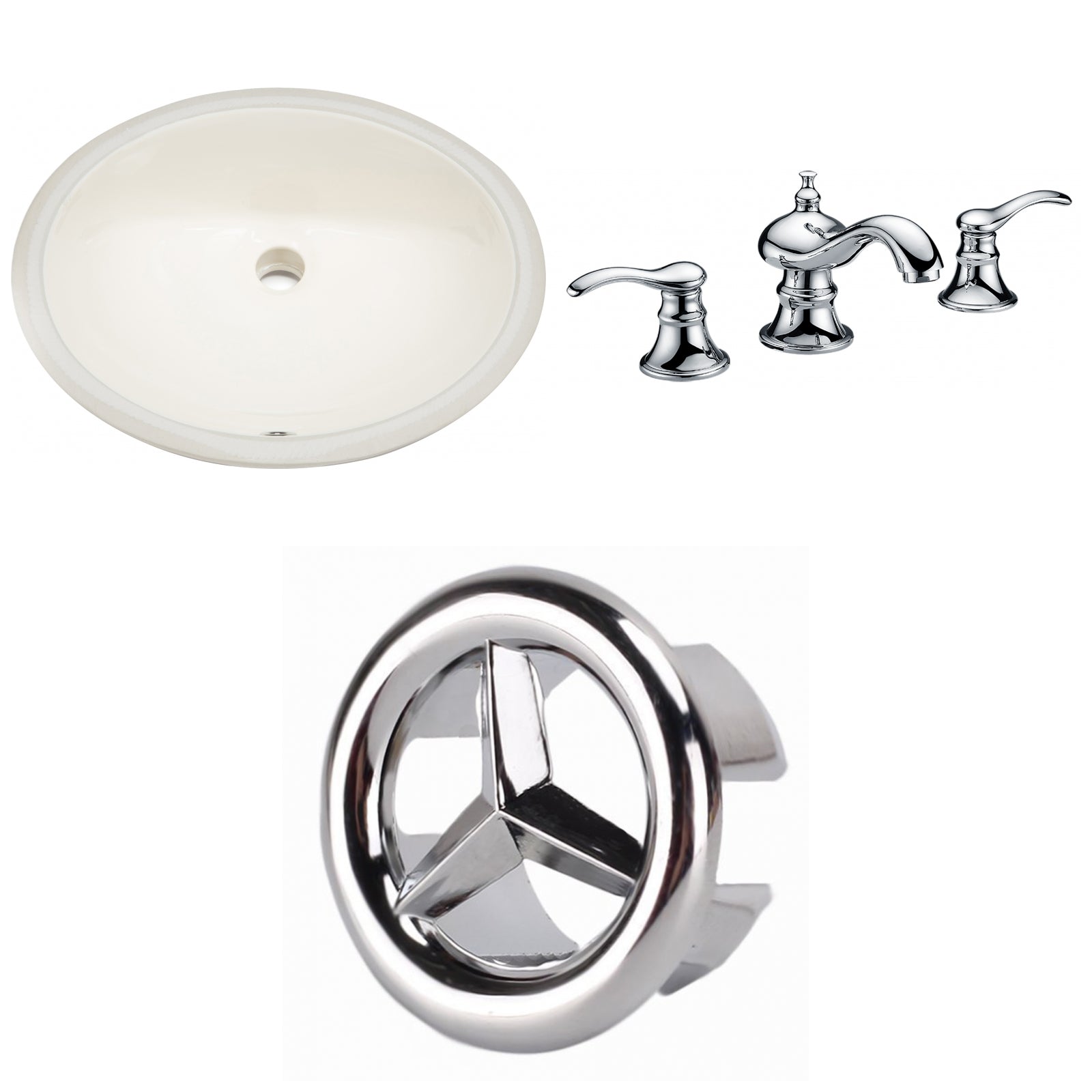 American Imaginations AI-26627 20" Biscuit Oval Undermount Transitional Bathroom Undermount Sink Set