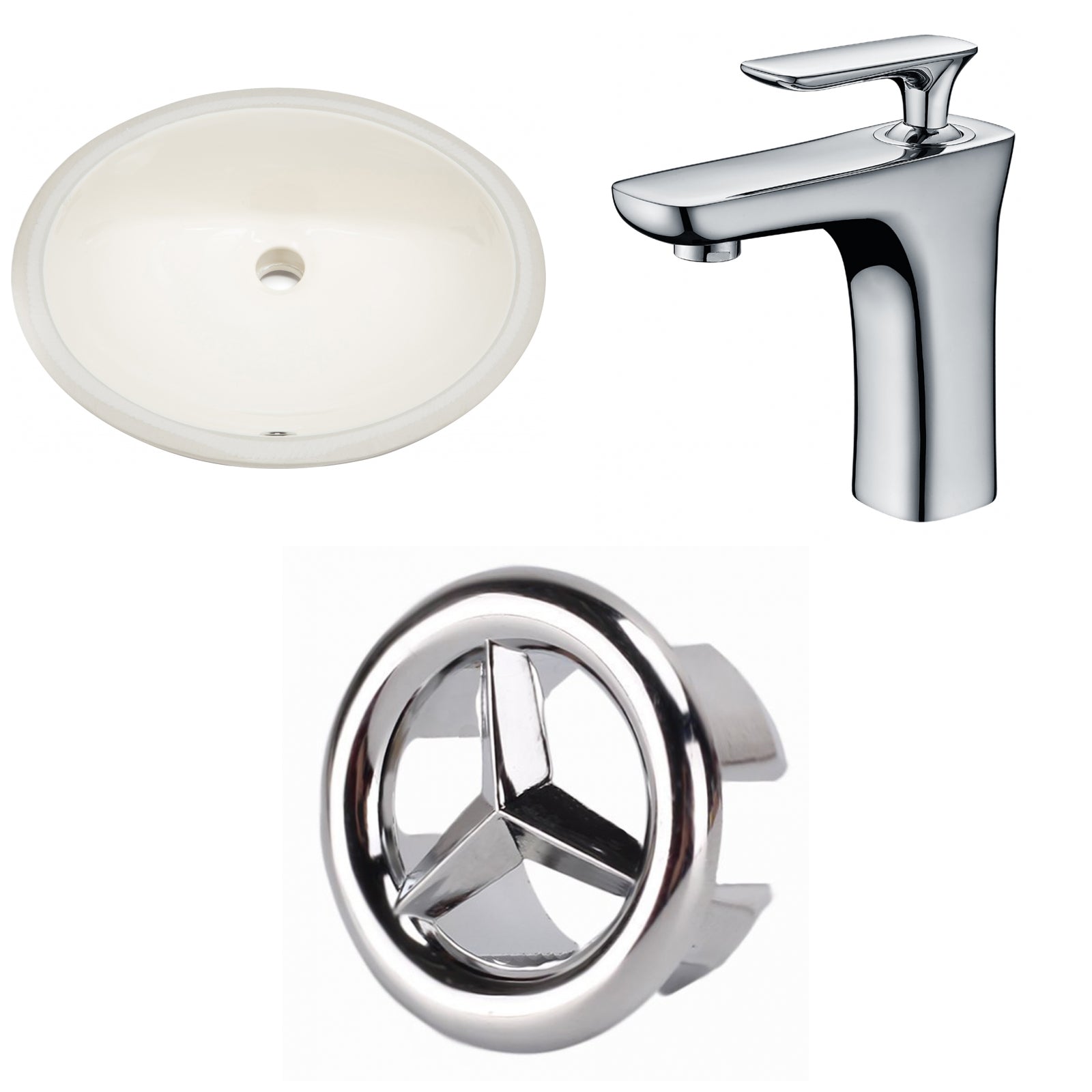 American Imaginations AI-26630 20" Biscuit Oval Undermount Transitional Bathroom Undermount Sink Set