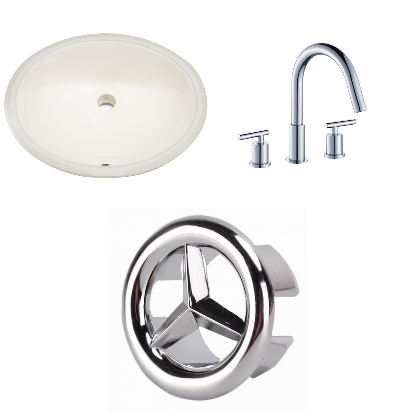 American Imaginations AI-26636 20" Biscuit Oval Undermount Transitional Bathroom Undermount Sink Set