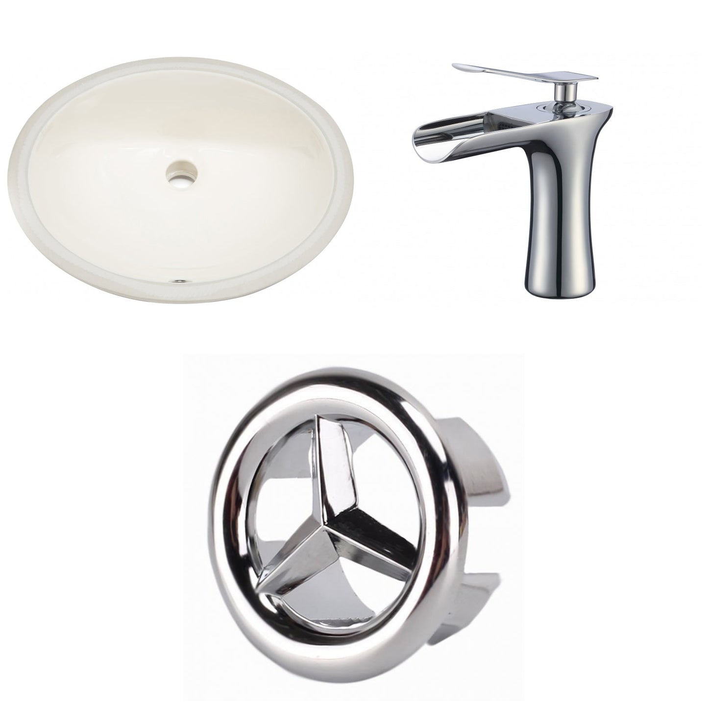 American Imaginations AI-26637 20" Biscuit Oval Undermount Transitional Bathroom Undermount Sink Set