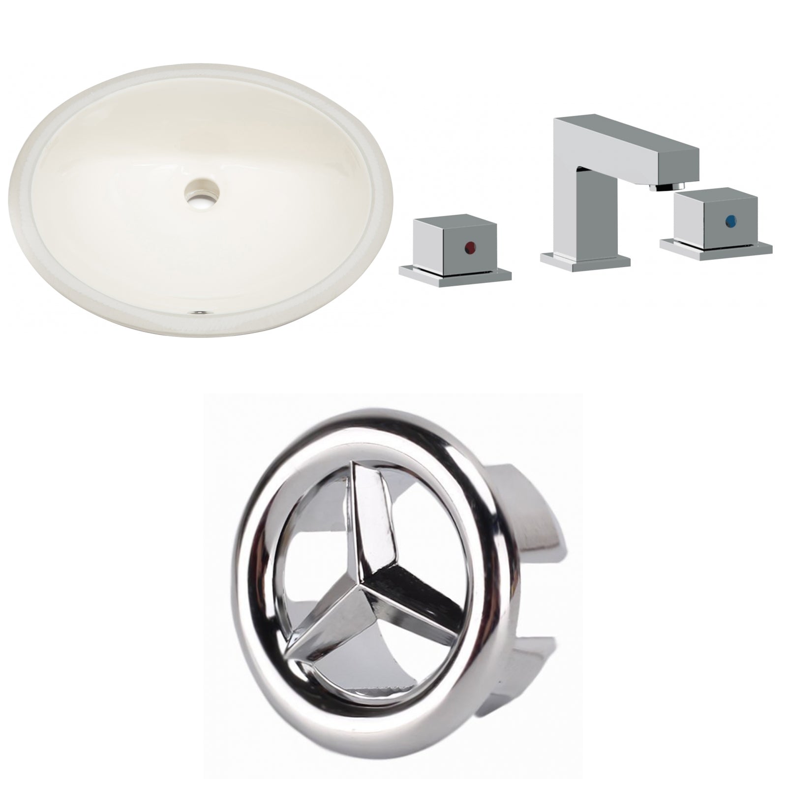 American Imaginations AI-26641 20" Biscuit Oval Undermount Transitional Bathroom Undermount Sink Set