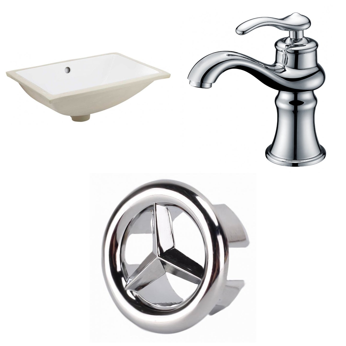 American Imaginations AI-26645 21" White Rectangular Undermount Transitional Bathroom Undermount Sink Set